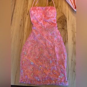 Windsor HOCO coral pink sequin dress size XS